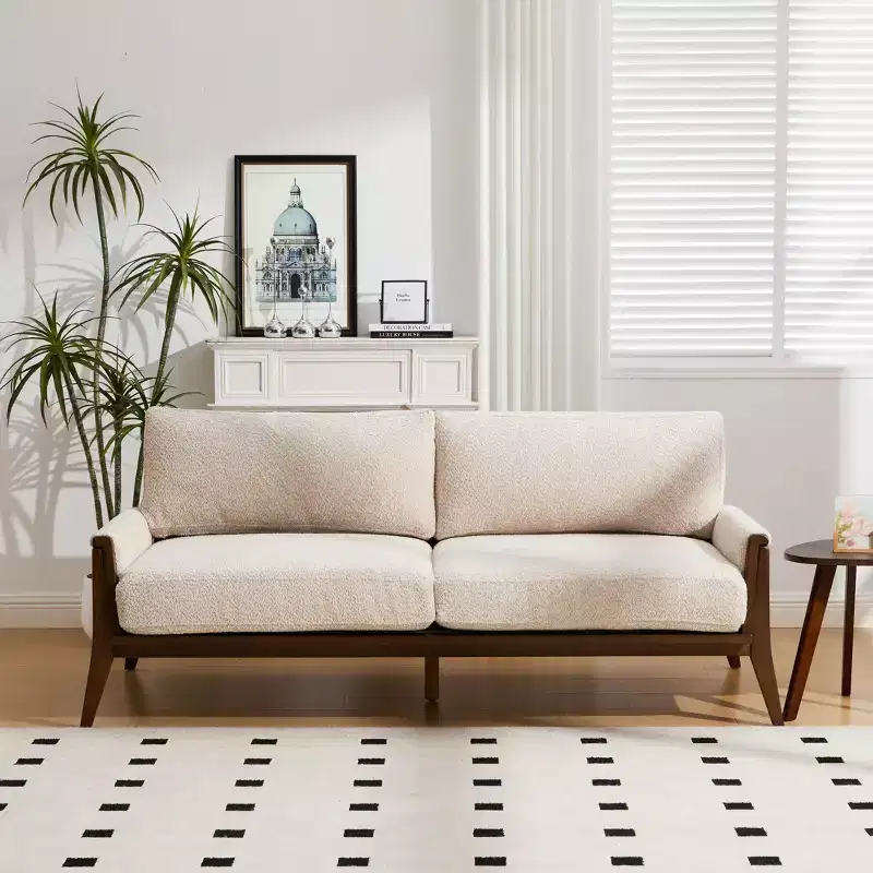 Christopher Knight Home Sneha Modern 74 3-Seater Wooden Velvet Upholstered Sofa