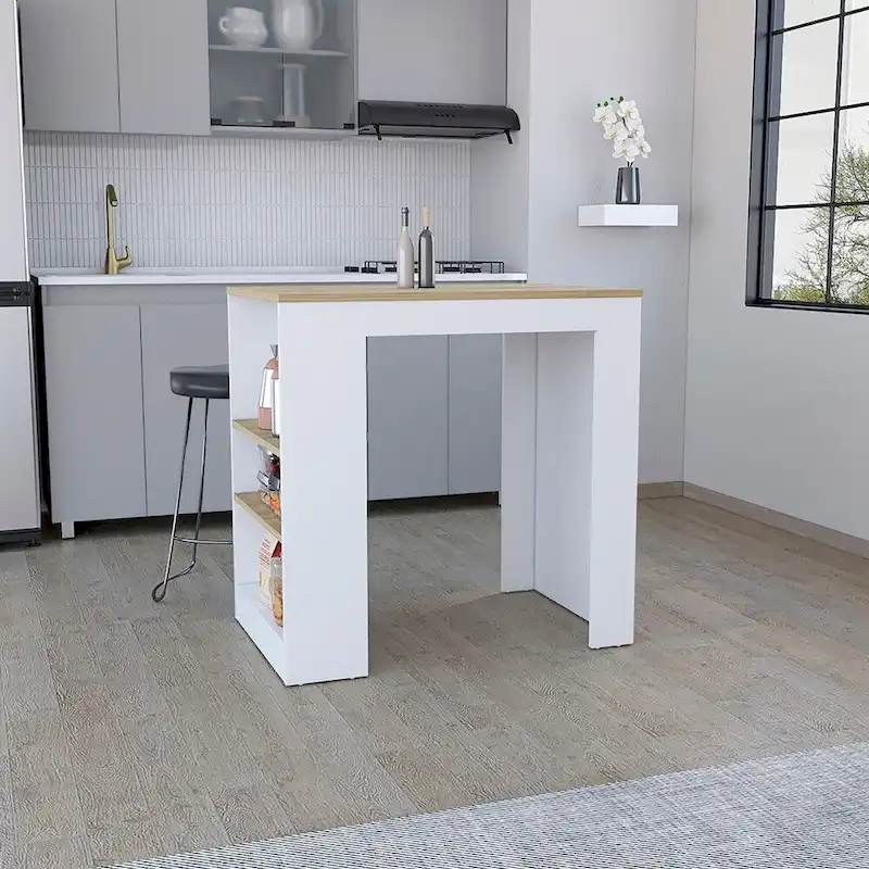 Kitchen Island with 3-Side Shelves,Kitchen Storage Cabinet for Dining Room