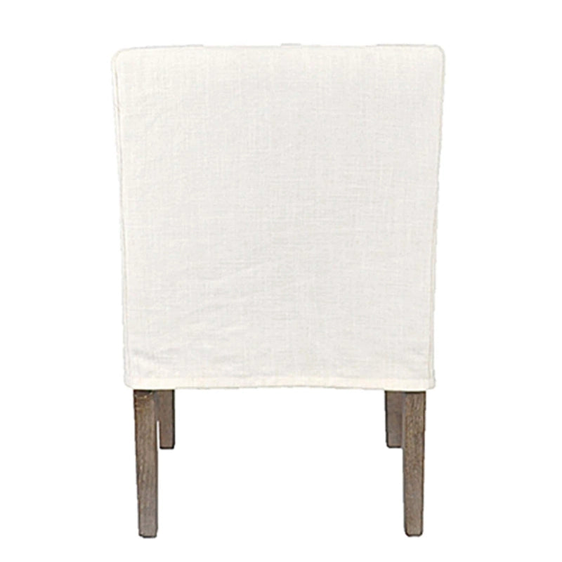 Cream Linen & Oak Wood Arm Chair by