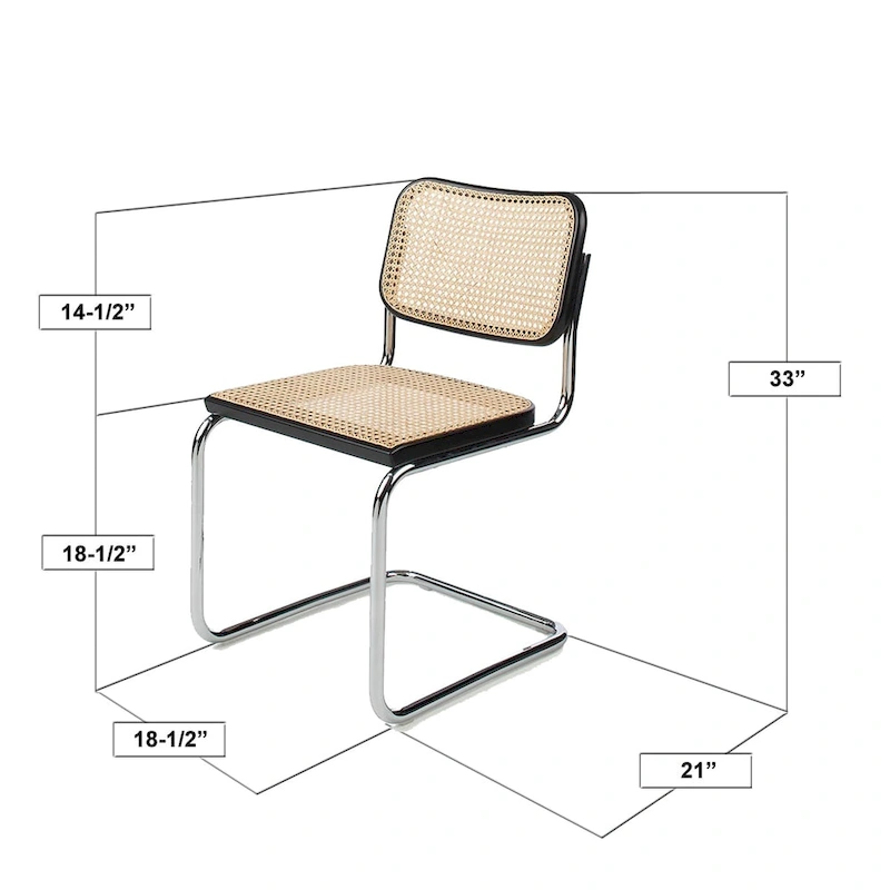Breuer Chair Company Cesca Cane Dining Chair in Chrome and Honey Oak