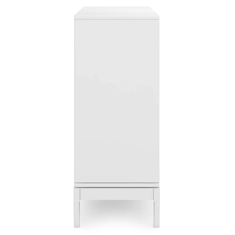 48-Inch Wide Mid-Century Modern Storage Cabinet with Sliding Doors and Drawers