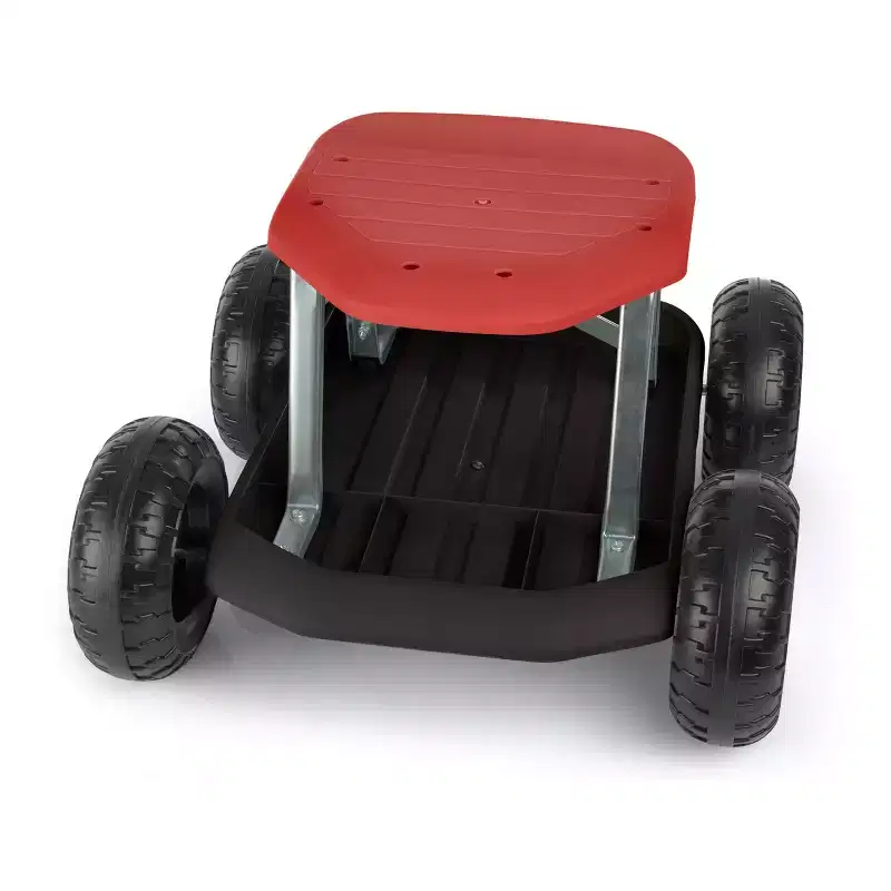 Garden Cart Rolling Stool Gardening Seat with Wheels and Tool Tray