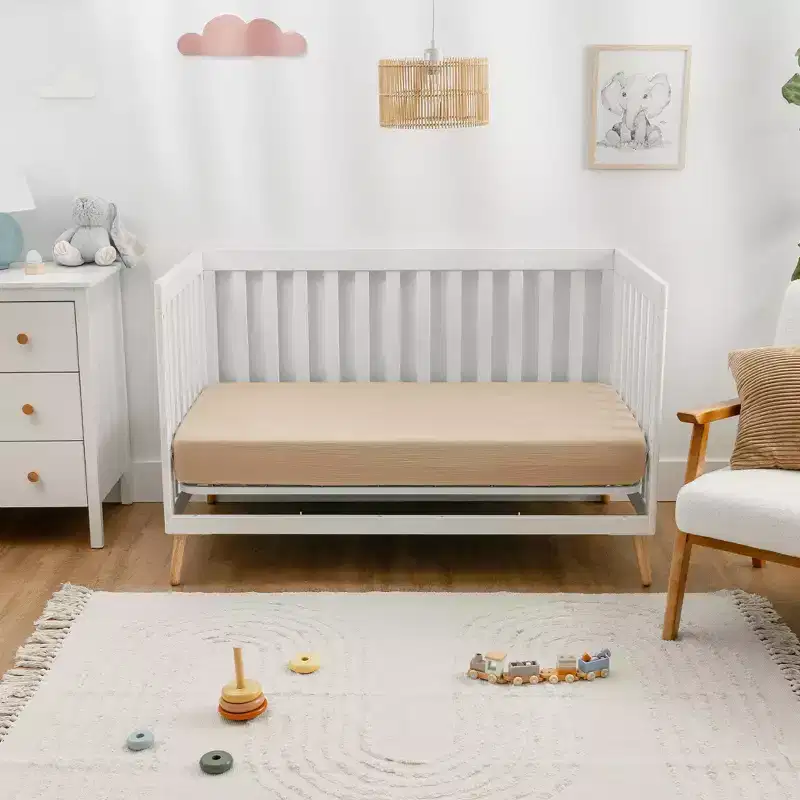 Comfy Cubs Muslin Crib Fitted Sheet - 100% Cotton Soft & Breathable Snug Fit for Toddler Mattress, Secure Elastic (2 Pack)