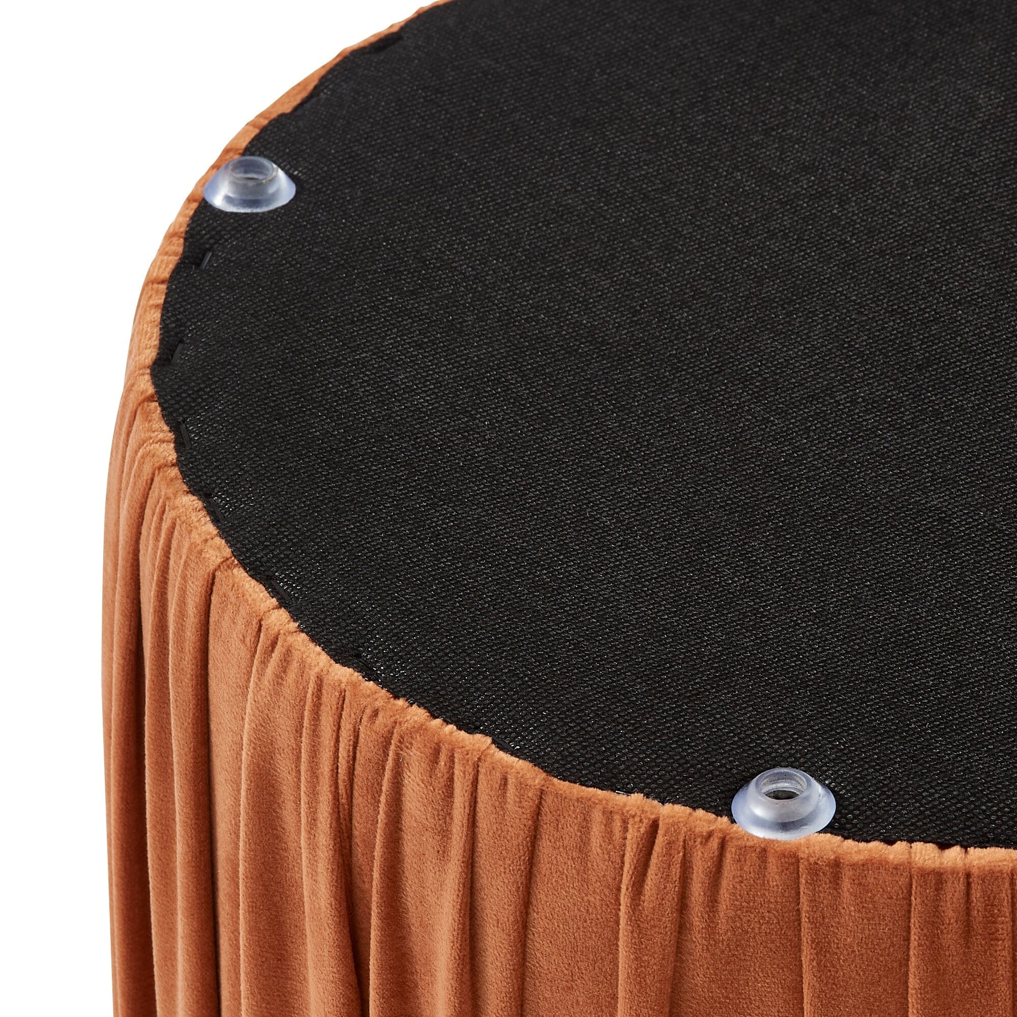 Orange Pleated Texture Accent Stool