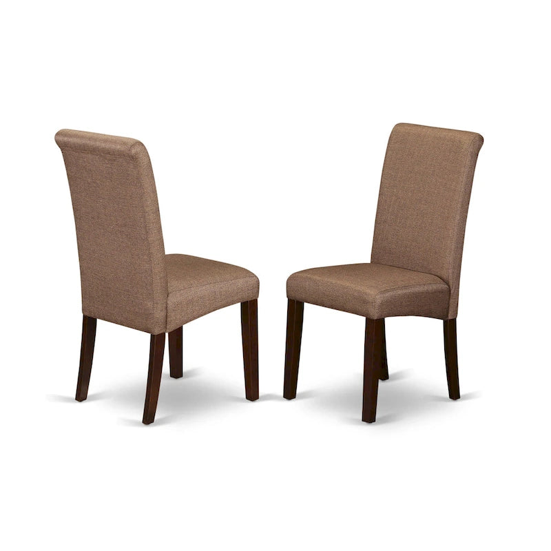 East West Furniture Kitchen Table Set- a Rectangle Dining Table and Brown Linen Fabric Dining Chairs, Mahogany (Pieces Option)