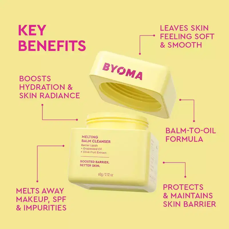 BYOMA Melting Cleansing Balm - 2.12oz: Face Moisturizer, Contains Grapeseed Oil, Oily & Dry Skin, Unscented