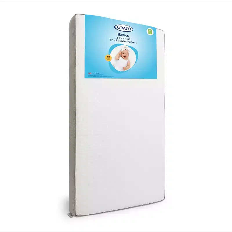 Graco Basics 5" Mesh Crib and Toddler Bed Mattress: Firm, Water-Resistant, Fiber Mattress, 7.5 Lbs