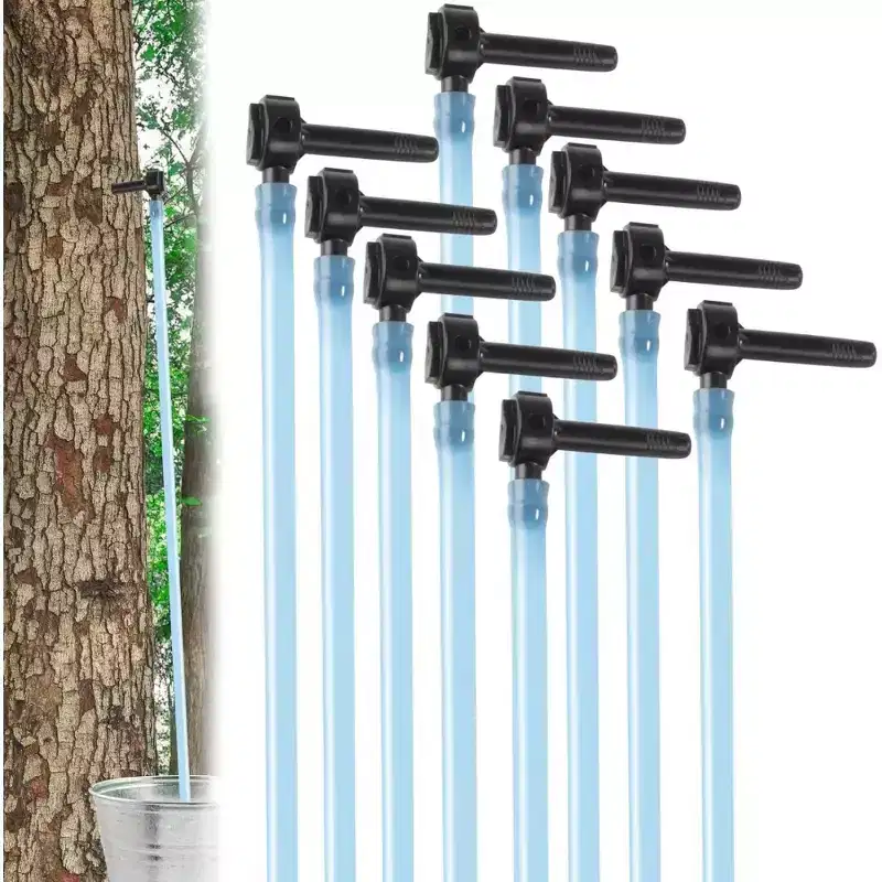 Deluxe Maple Syrup Tree Tapping & Sugaring Starter Kit-10 Taps & 10 2.5ft Extra Long Food-Grade Tubing Drop Lines- Complete Set to Start Tapping Sap