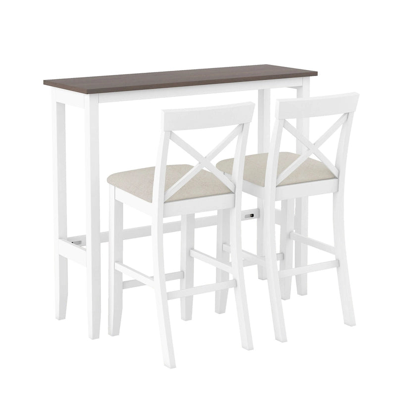 3-Piece Farmhouse Dining Set with Rectangular Table & 2 Chairs