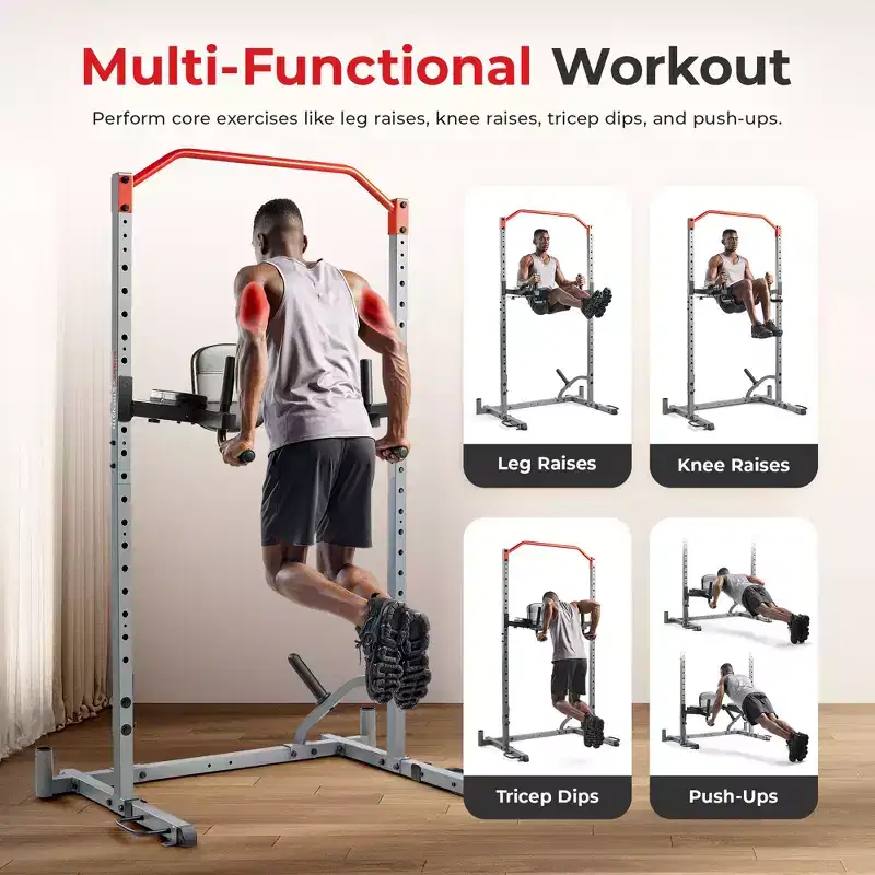 Sunny Health & Fitness Captains Chair Multi-Function Dip Station Power Cage Attachment