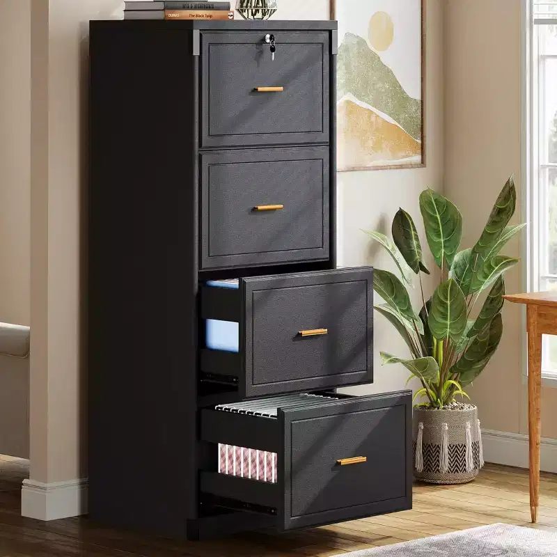 Tribesigns 4-Drawer File Cabinet with Lock, Vertical Filing Cabinet with Key for Home Office