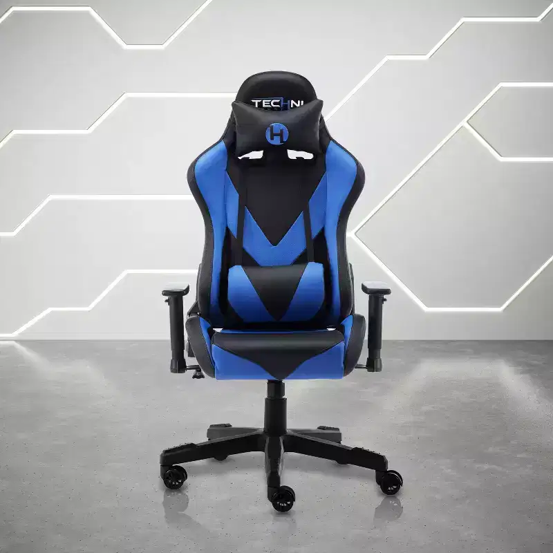 Adjustable Ergonomics Gaming Chair, 360 Swivel Office Chairs with Head&Lumbar Pillow, 90-150 Reclining Chair for Office&Home, 250lbs Max, Blue