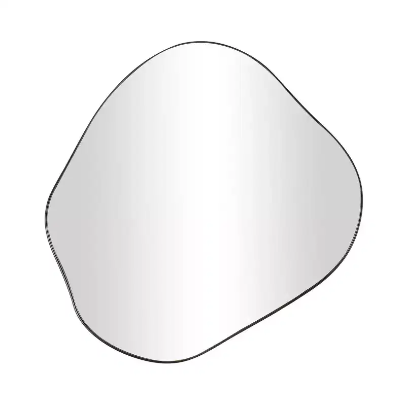 CosmoLiving by Cosmopolitan 28"x31" Metal Abstract Wavy Wall Mirror Black: Oval, No Assembly, Indoor Use, Wall Mount