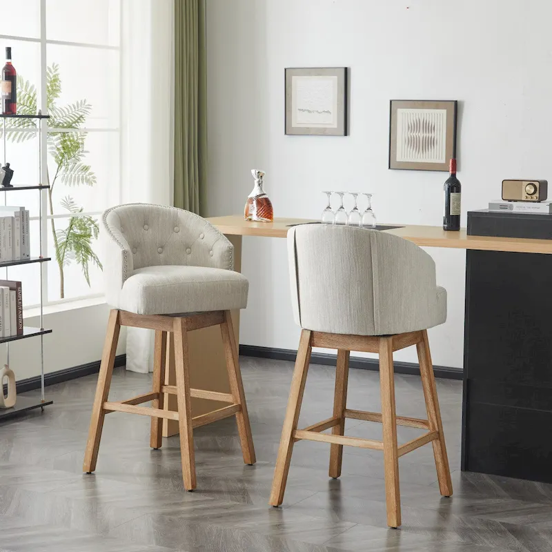 Moore Modern Rubberwood Swivel 33.25-Inch Barstool (set of 2) by Christopher Knight Home