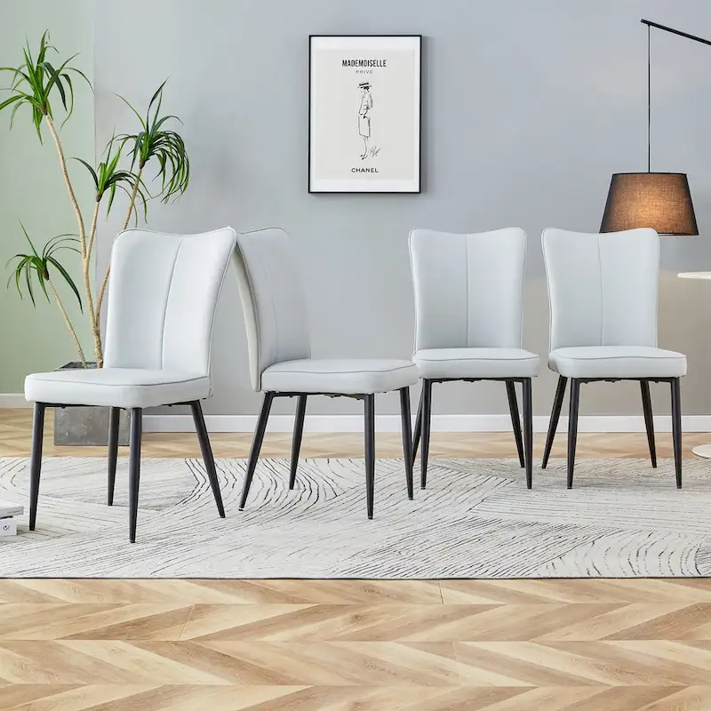 Modern Dining Chairs Set of 4 PU Leather Kitchen Upholstered Chairs