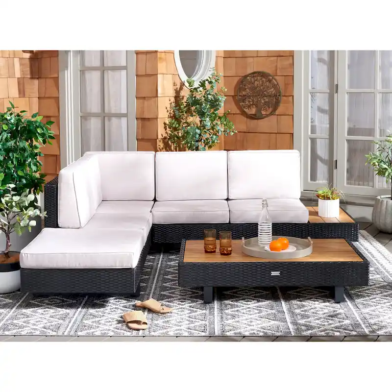 SAFAVIEH Outdoor Fiammetta Corner Patio Conversation Set - 60Wx26Dx26H