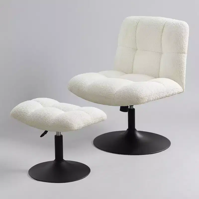 Art Leon Leisure Linen Fabric Swivel Accent Chair with Ottoman, Wood and Metal Frame