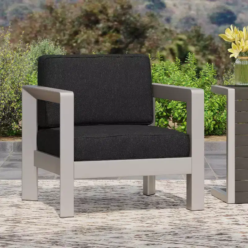 Christopher Knight Home Aviara Modern Outdoor Aluminum Club Chair with Cushions