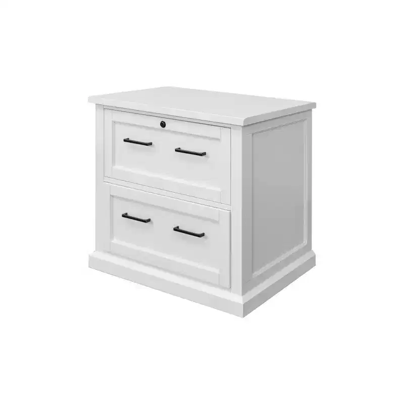 Modern Wood Lateral File Office Drawer White - Abby Collection - Martin Furniture: Shaker Doors, Bead Board Panels, Built-in Power Centers