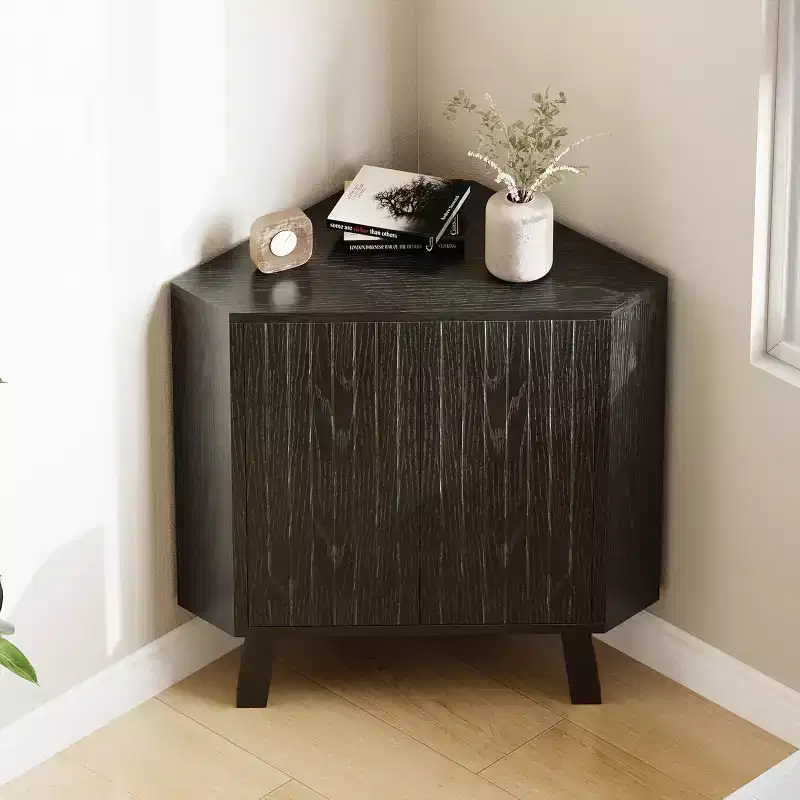 31.5 Corner Display Cabinet with Adjustable Shelf - Triangle Storage Unit for Bathroom Living Room Hallway