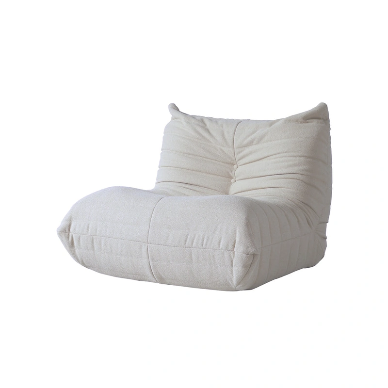 Modern Bean Bag Chair, Teddy Fabric Lounger Chair Lazy Sofa Set