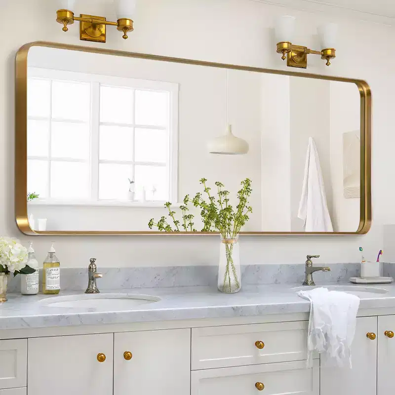 Imitation Electroplated Aluminum Alloy Rounded Rectangular Full-Length Mirror, 180cm x 80cm x 5cm (Deep Mirror - Bracketless)
