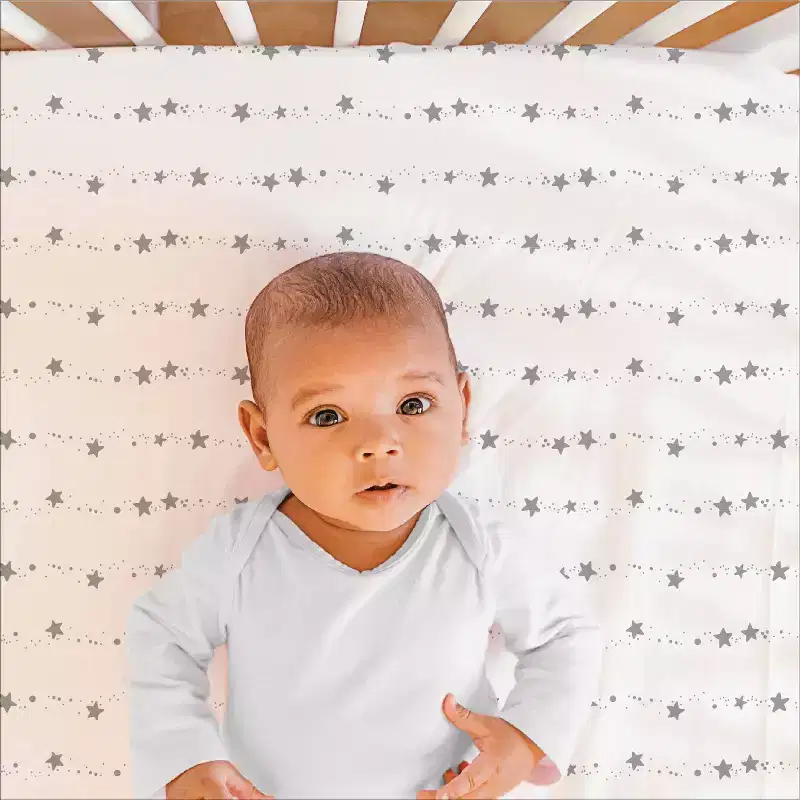 The Peanutshell Fitted Crib Sheets - Gray Celestial Moon and Stars - 4pk: Microfiber, Outer Space Theme