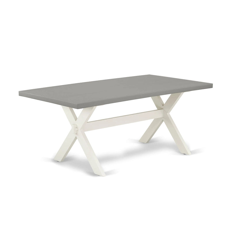 East West Furniture Dinette Set- a Dining Table and Gray Linen Fabric Parsons Chairs, Off-White(Pieces Options)