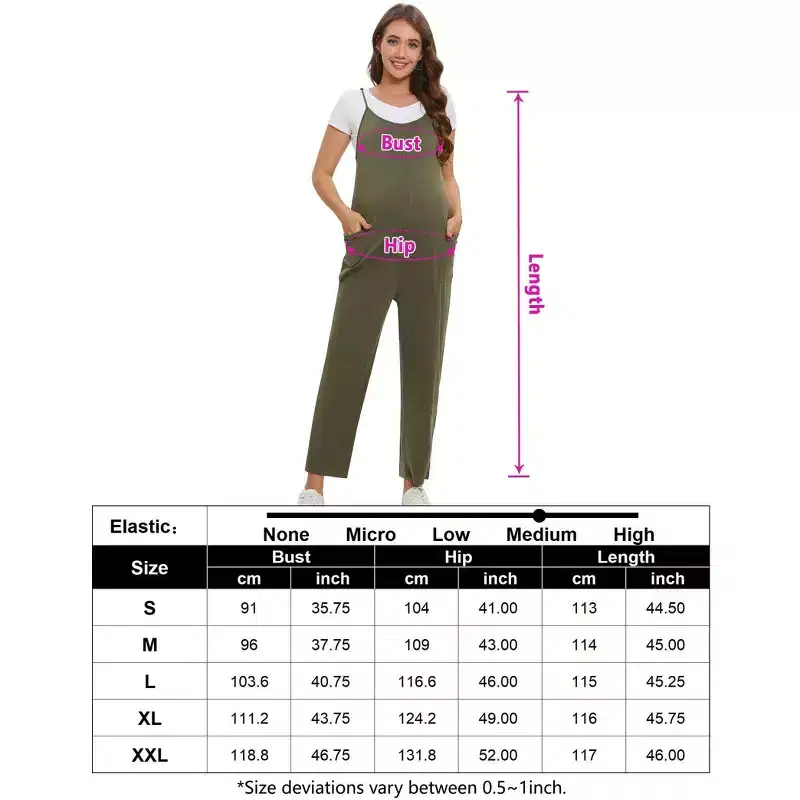 Coolmee Women's Maternity Jumpsuits Casual Adjustable Spaghetti Strap Jogger Overalls Outfits Pregnancy Rompers with Pockets S Green