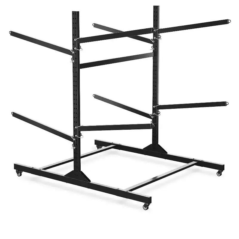Heavy Duty Kayak Storage Rack with Lockable Wheels for Kayaks, Canoes, Surfboards & Paddleboards Removable Shelves