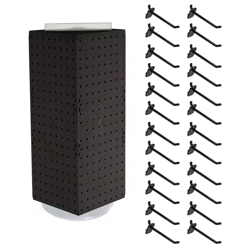 Four-Sided Revolving Pegboard Counter Display with 24 Hooks, 8