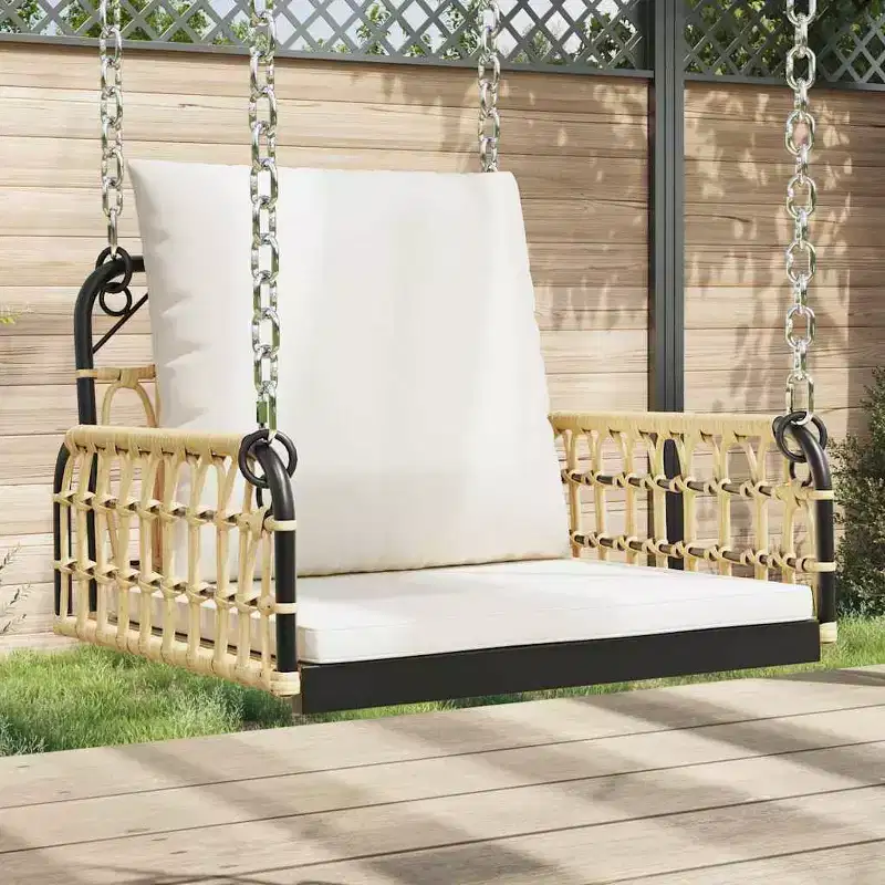 vidaXL Swing Chair Brown and black PE rattan Standard Durable