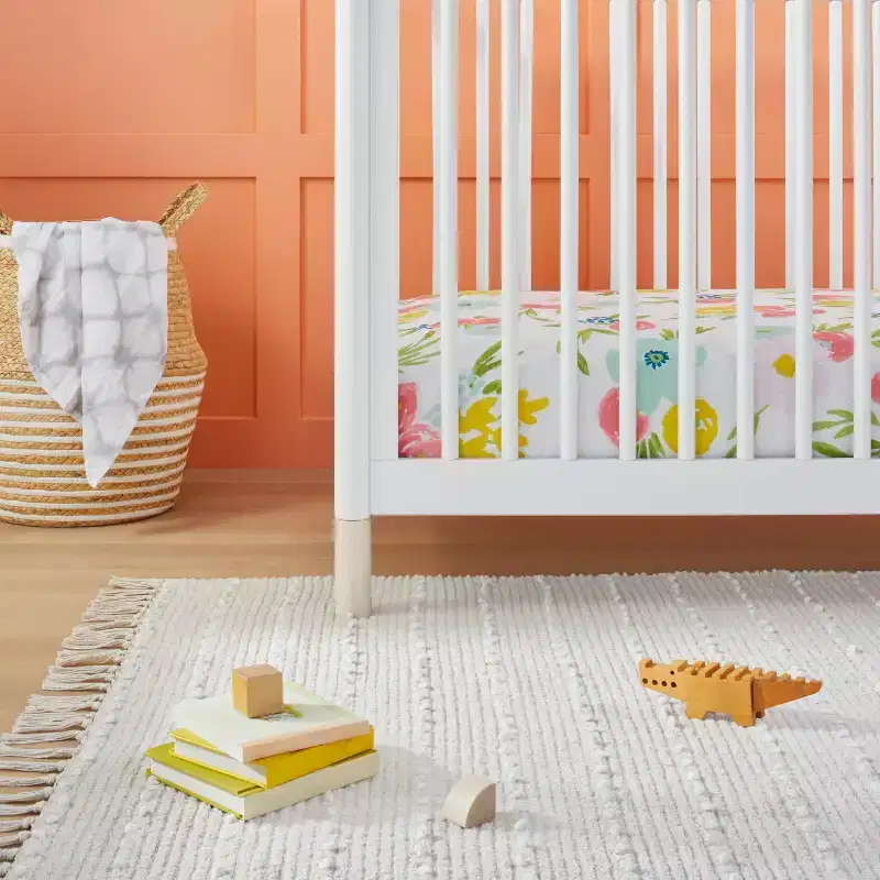 Cotton Fitted Crib Sheet Floral - Cloud Island™ Pink: Standard Crib/Toddler, 228 Thread Count, 1-Pack