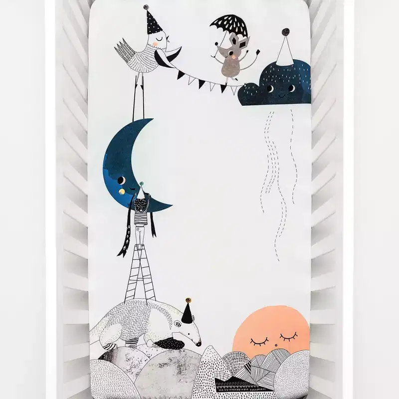 Rookie Humans Crib sheet and Swaddle bundle - Moon's Birthday
