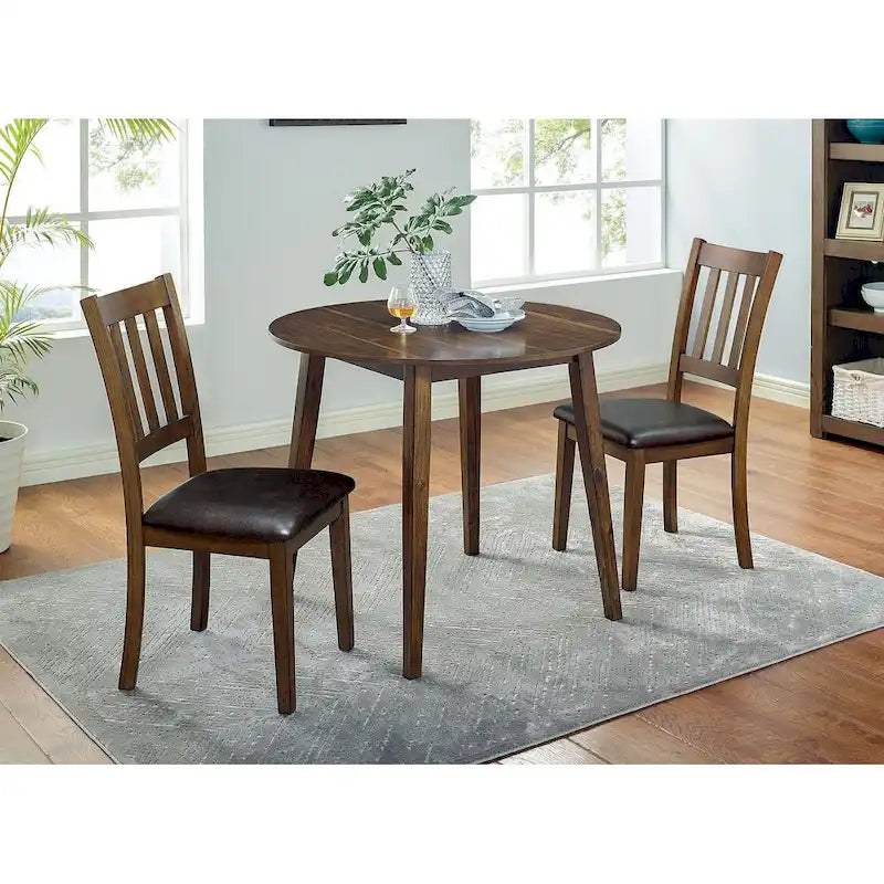 Round Dining Table Set in Walnut And Dark Brown