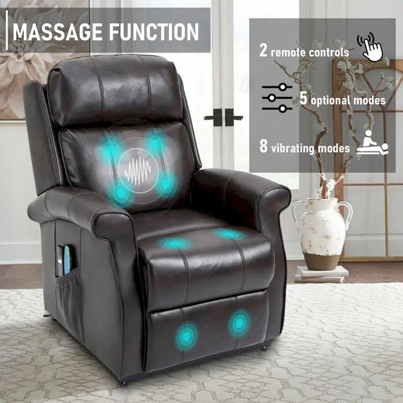 Faux Leather Elderly Power Lift Recliner Chair with Massage