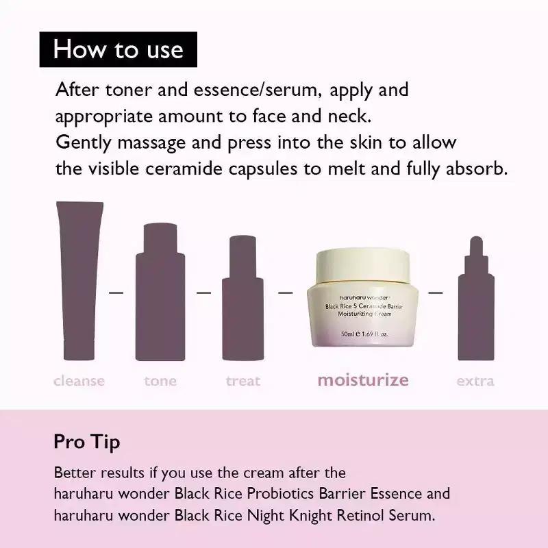 haruharu wonder Black Rice 5 Ceramide Barrier Moisturizing Cream - 1.69 fl oz: Deep Hydration, Calming, Face & Neck