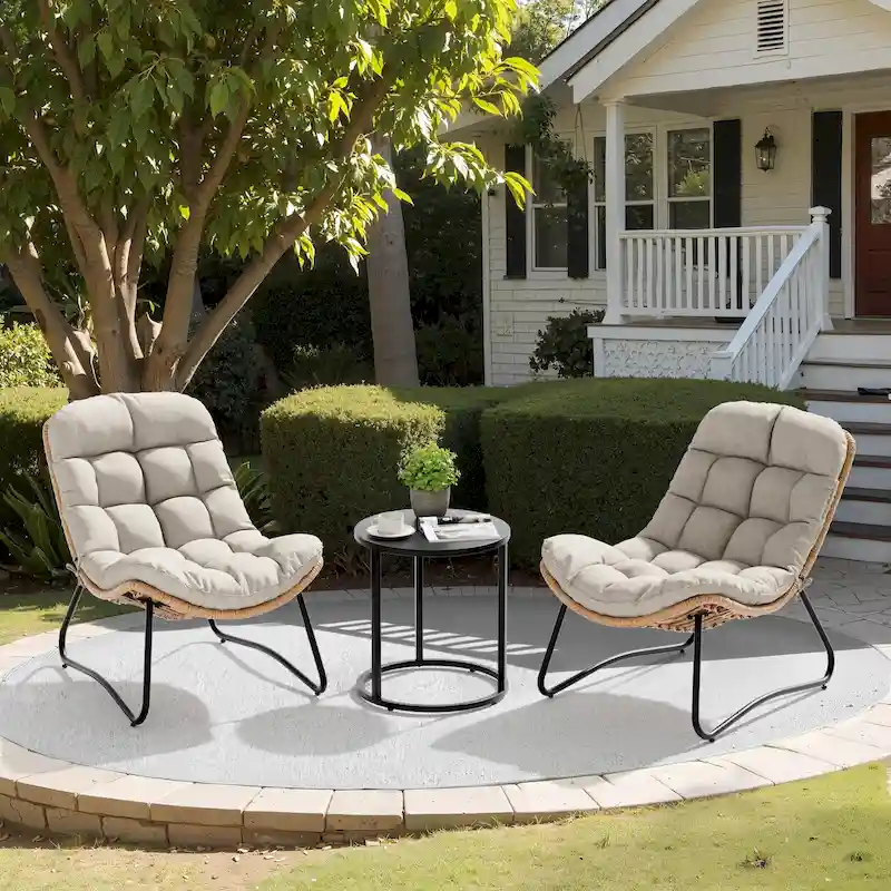 Papasan PE Rattan Chair with Cushion For Indoor Outdoor