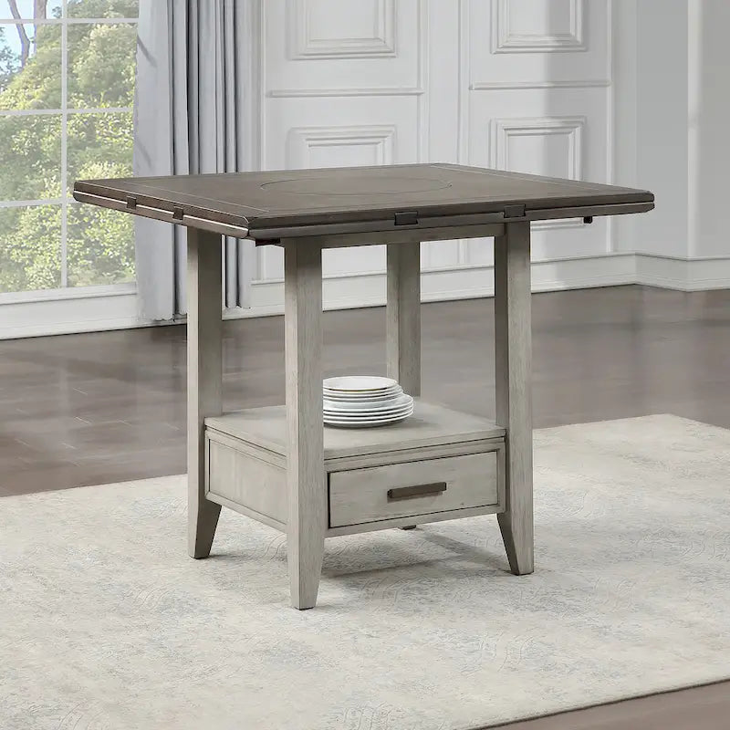 Two-tone Drop Leaf Counter Height Dining Table