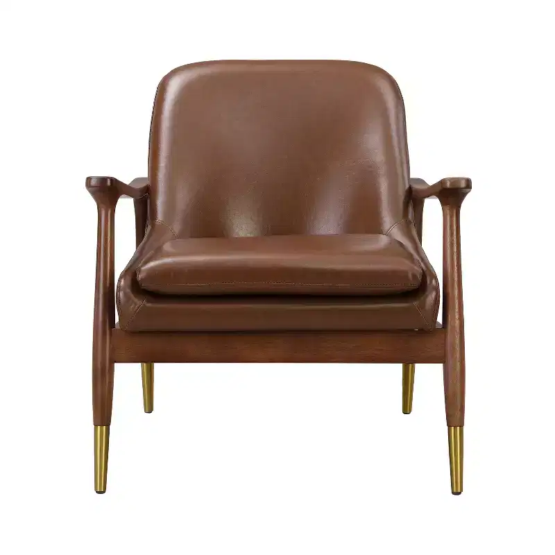 Christopher Knight Home Freja Modern Faux Leather and Wood Accent Chair