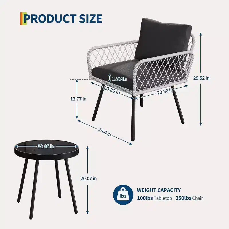 COZONY All Weather Outdoor Sectional Sofa Set, Wicker Patio Seating Cushion Glass Table for Balcony Porch Garden