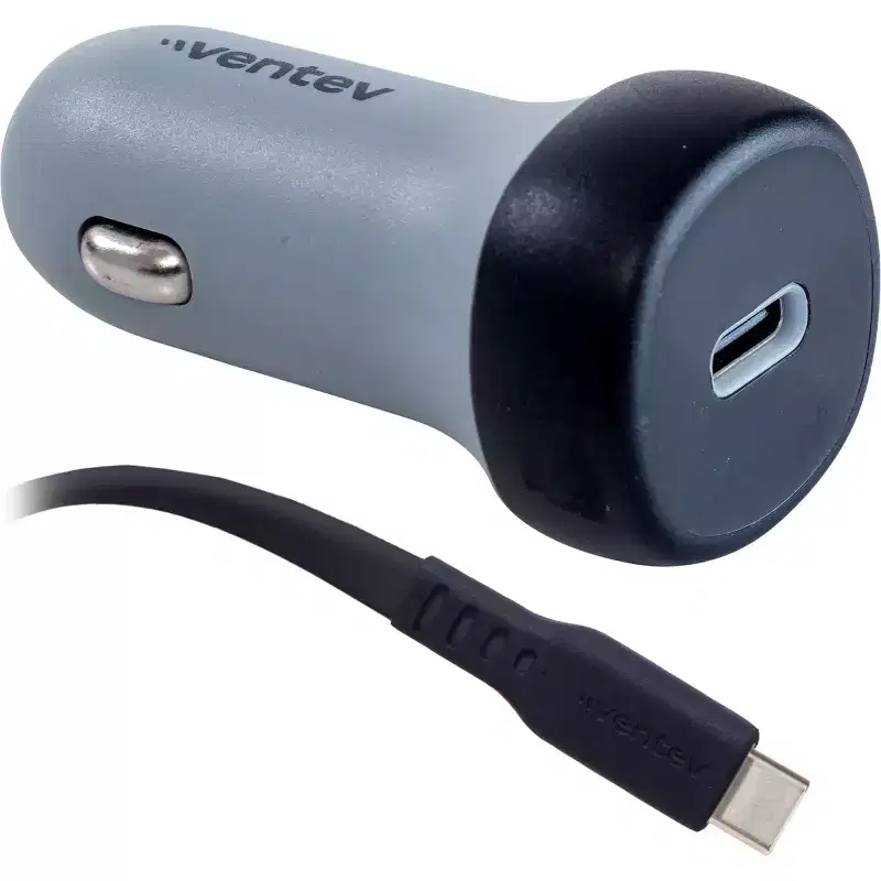 Ventev 30W Ultrafast Usb-C Universal Car Charger And Usb-C To Usb-C Cable White