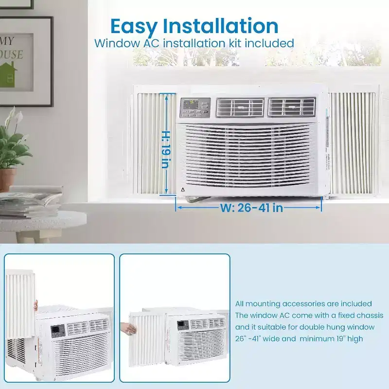 Acekool 10000 BTU Window Air Conditioner, Smart Wi-Fi AC Unit Cools Rooms Up to 450 Sq.Ft, Quiet Energy Saving, Remote App Control, Easy Install