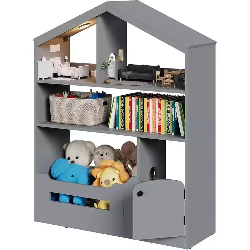 3-Tier Children's Bookshelf and Toy Storage Organizer with Motion Sensor Light