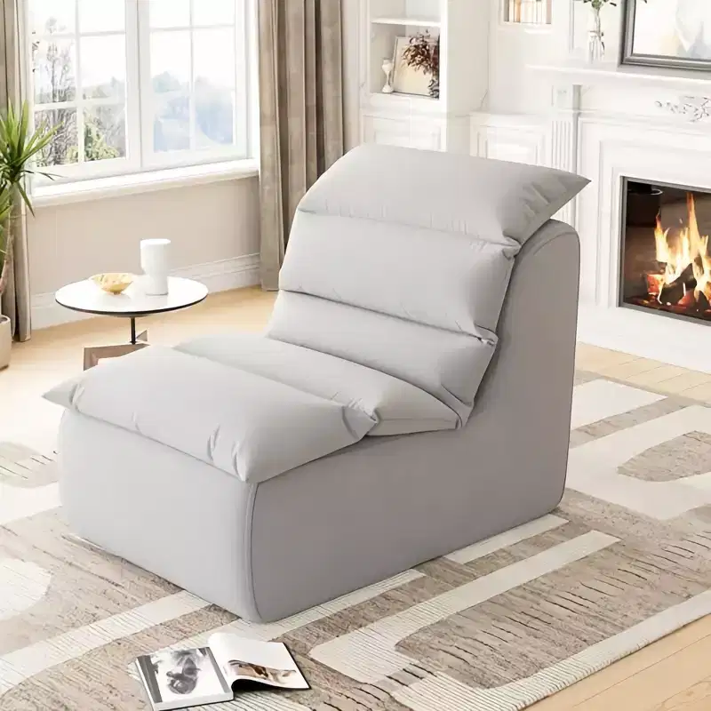 GustoWave Lazy Bean Bag Chair, Floor Couch with High-Resilience Foam, Non-Slip Base, Beanbag Chairs for Adults, Gray