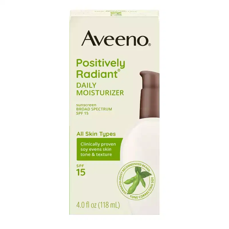 Aveeno Positively Radiant Daily Face Moisturizer - SPF15 - 4oz: Hypoallergenic, Oil-Free, Noncomedogenic, For Normal to Dry Skin
