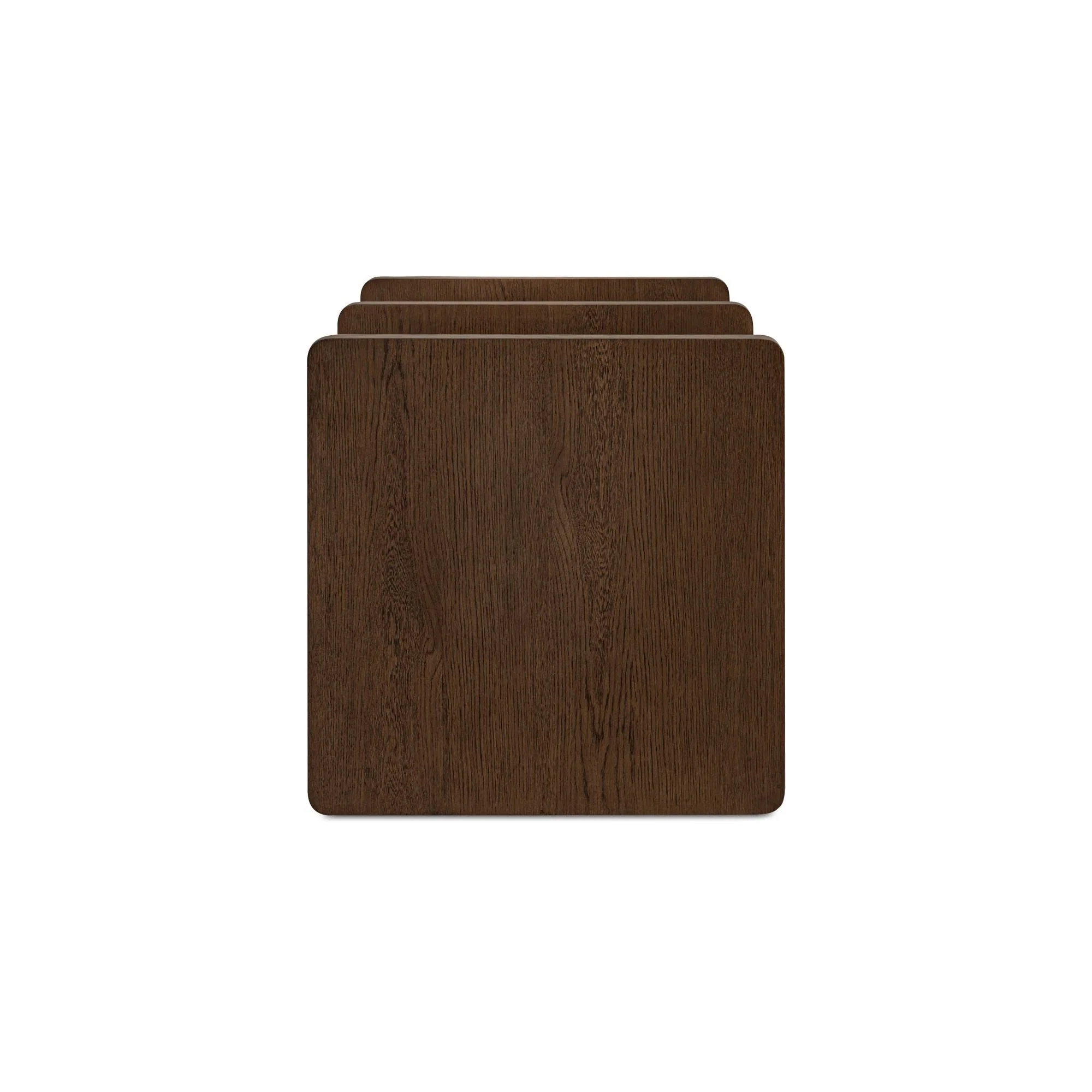 Modern Solid Oak Coffee Table with Round V-Groove Top & Crisscross Stretcher Base for Living Room
