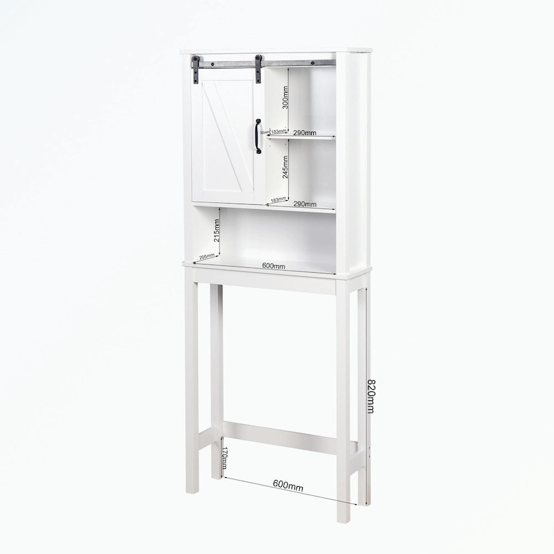 Over-the-Toilet Storage Cabinet with A Barn Door