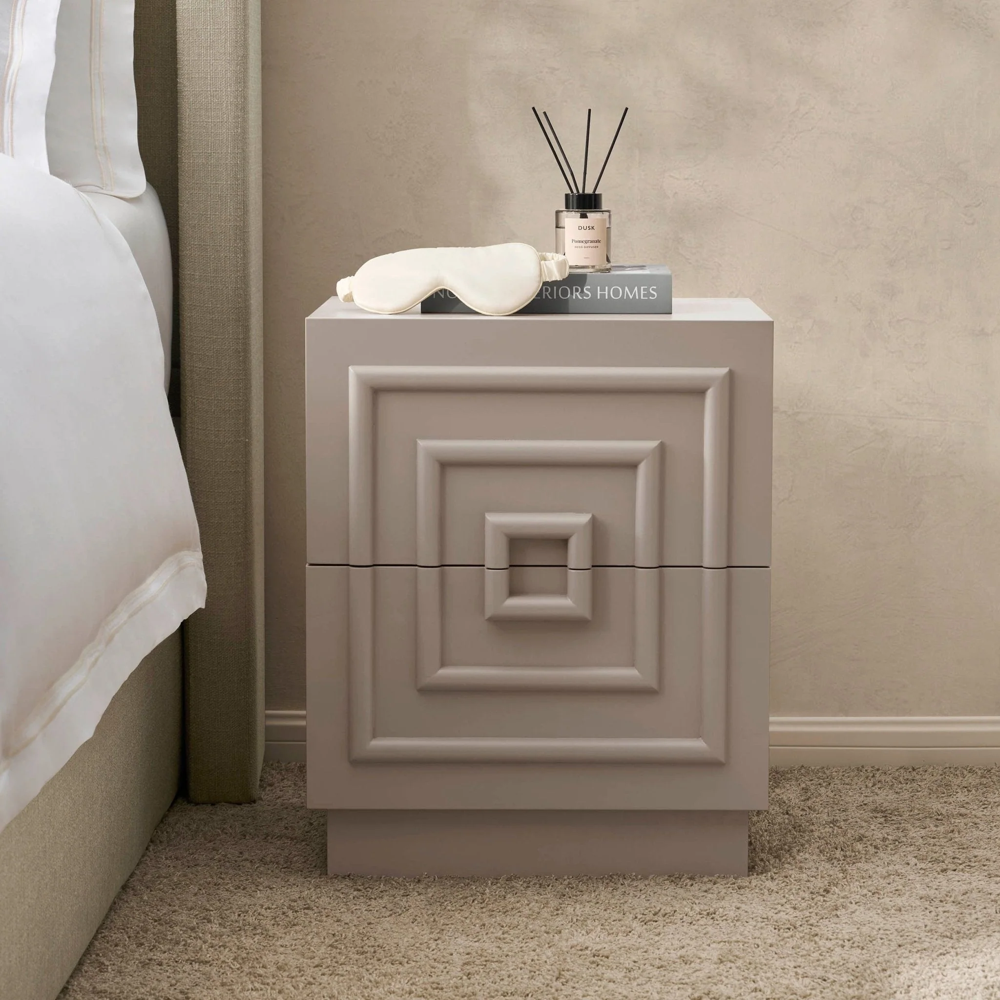 2 Drawer Bedside Table - Taupe