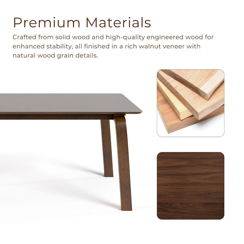 Furniture of America Beau I Mid-century Walnut 7-Piece Rectangle Dining Table Set